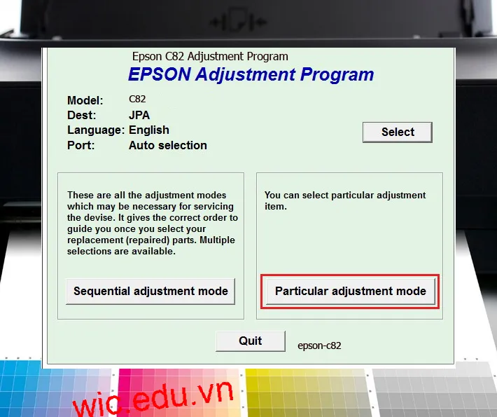 Hướng dẫn Reset Epson C82