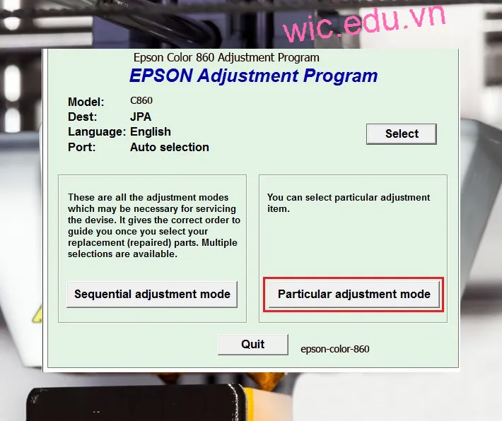 Hướng dẫn Reset Epson Color 860