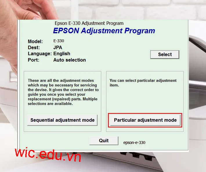 Hướng dẫn Reset Epson E-330