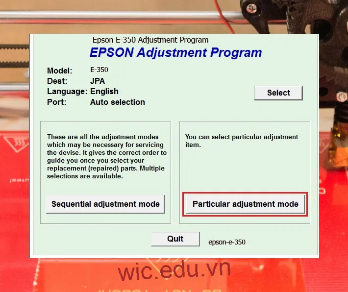 Hướng dẫn Reset Epson E-350