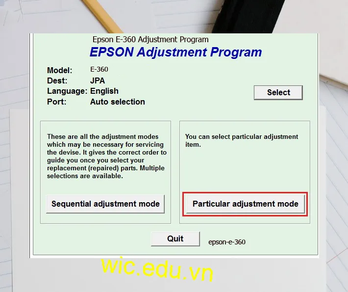 Hướng dẫn Reset Epson E-360