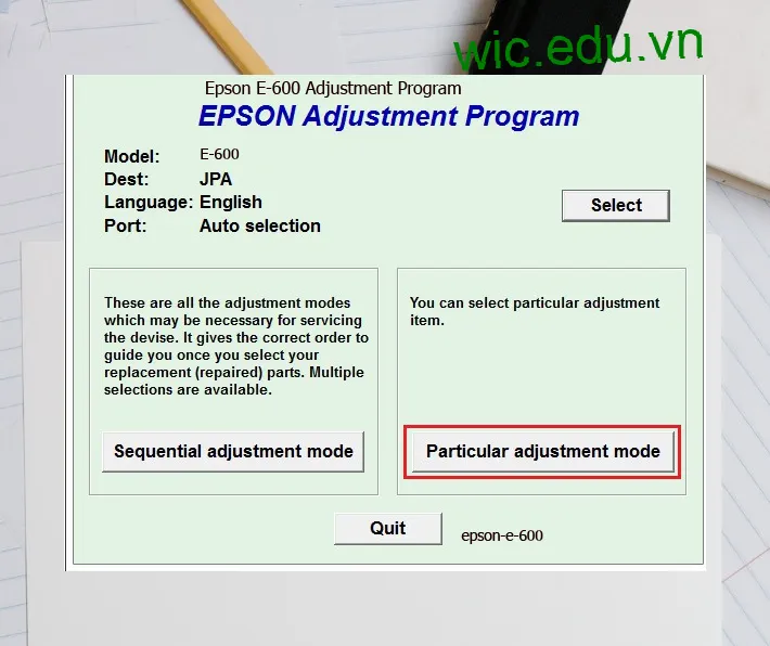Hướng dẫn Reset Epson E-600