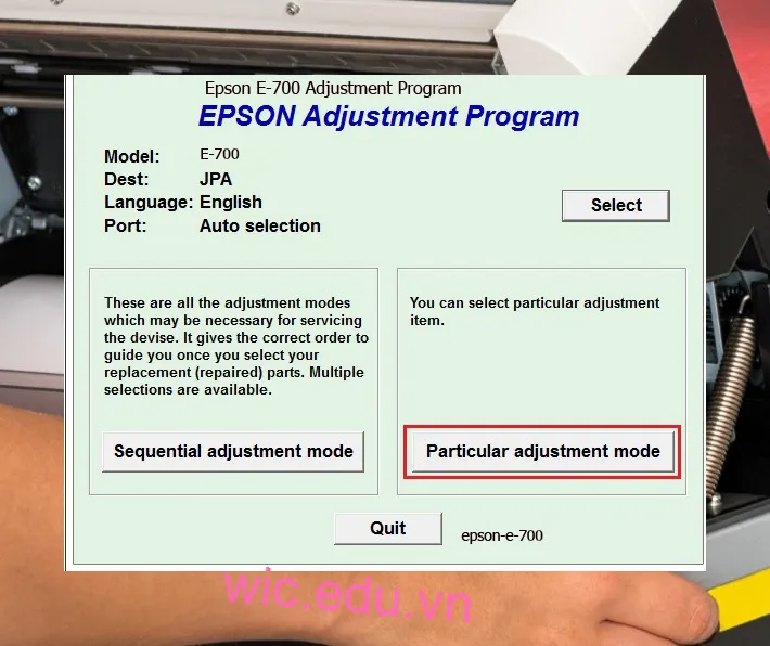 Hướng dẫn Reset Epson E-700