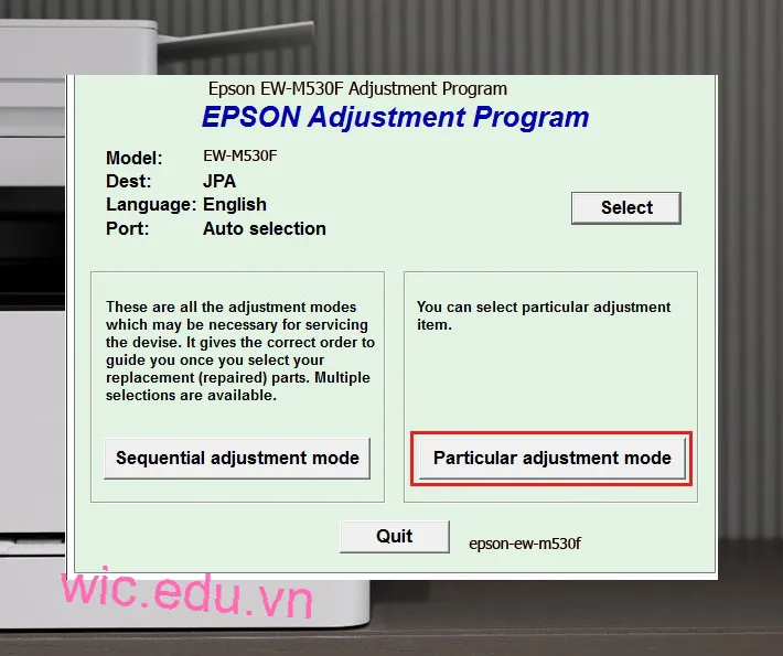 Hướng dẫn Reset Epson EW-M530F