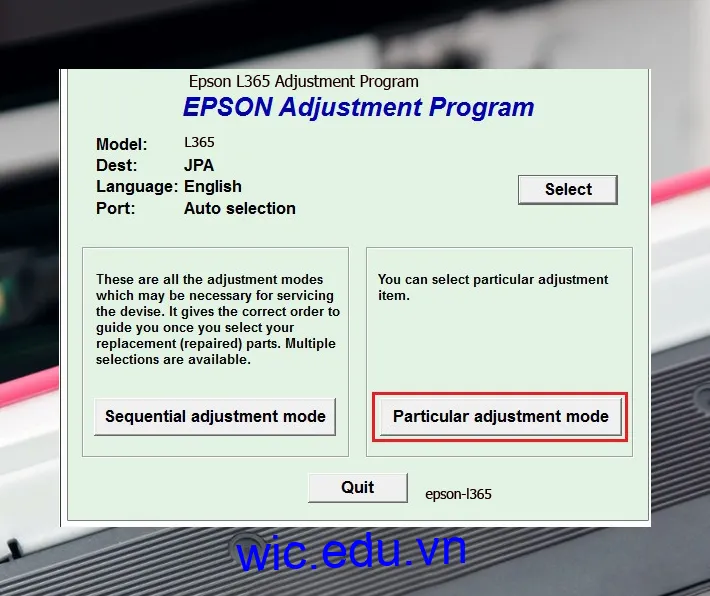 Hướng dẫn Reset Epson L365