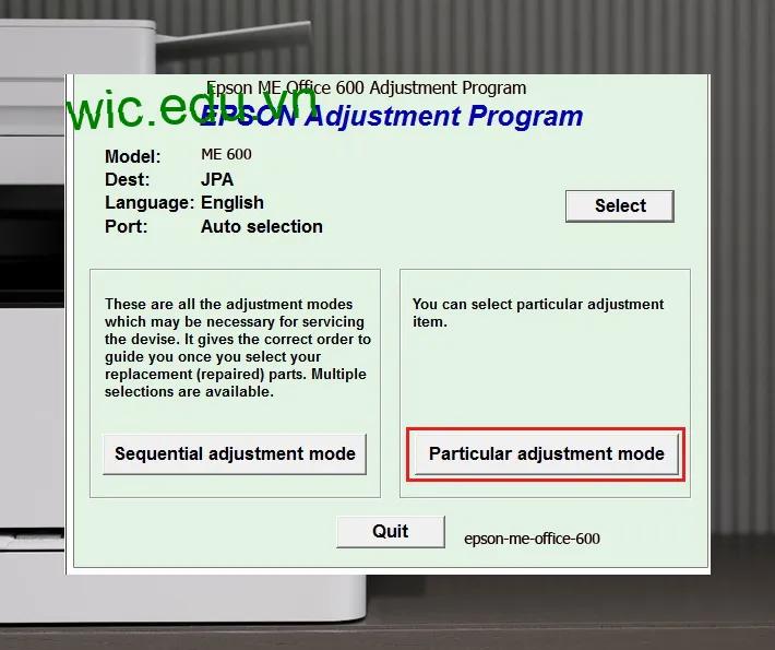 Hướng dẫn Reset Epson ME Office 600
