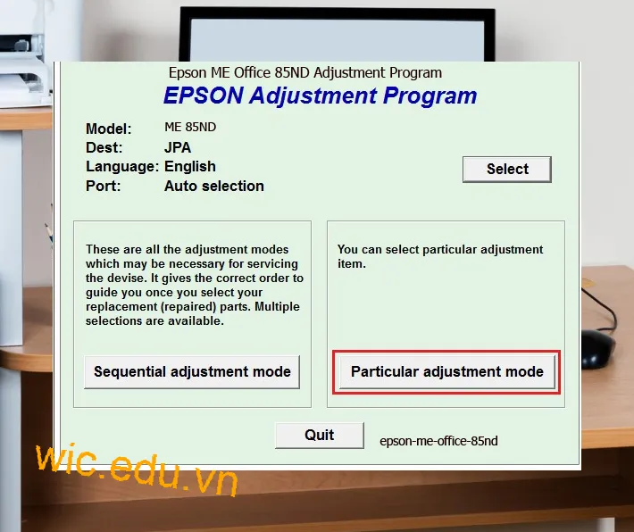 Hướng dẫn Reset Epson ME Office 85ND