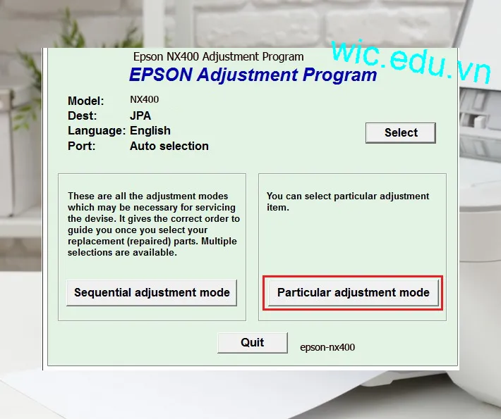 Hướng dẫn Reset Epson NX400