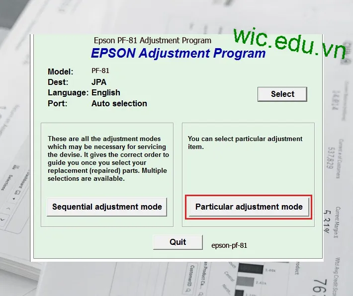 Hướng dẫn Reset Epson PF-81