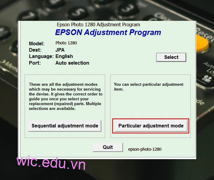 Hướng dẫn Reset Epson Photo 1280