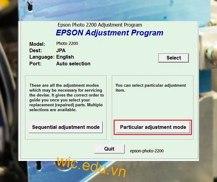 Hướng dẫn Reset Epson Photo 2200