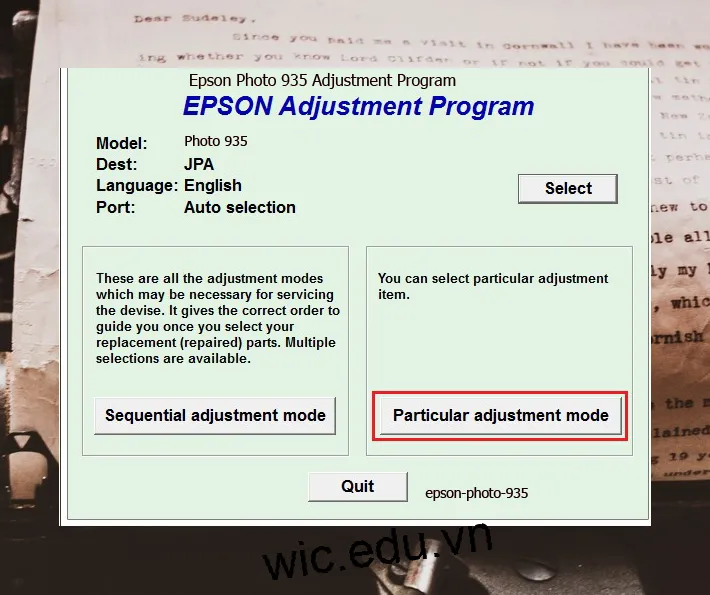 Hướng dẫn Reset Epson Photo 935