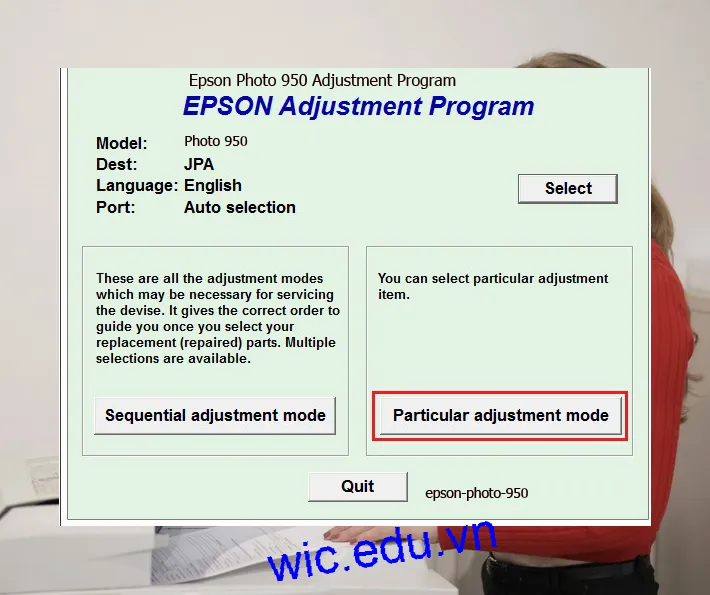 Hướng dẫn Reset Epson Photo 950