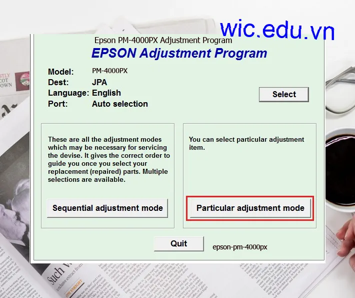 Hướng dẫn Reset Epson PM-4000PX