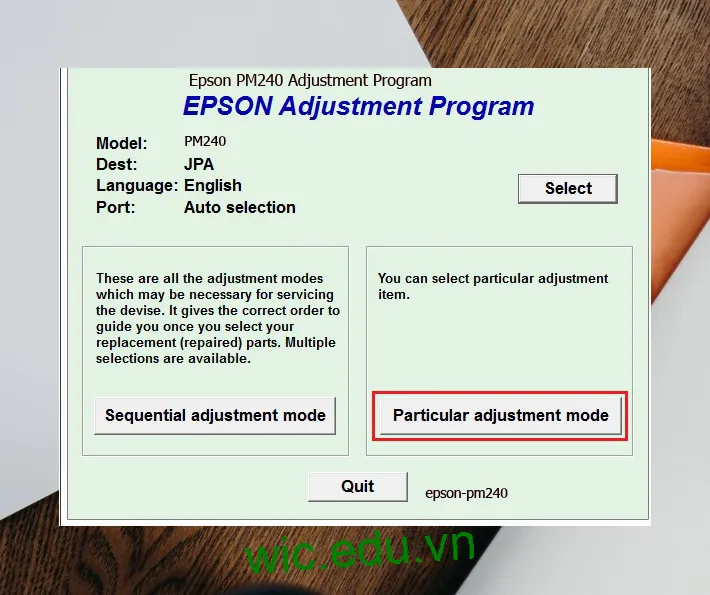 Hướng dẫn Reset Epson PM240