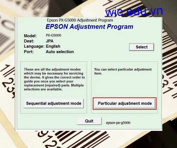 Hướng dẫn Reset Epson PX-G5000