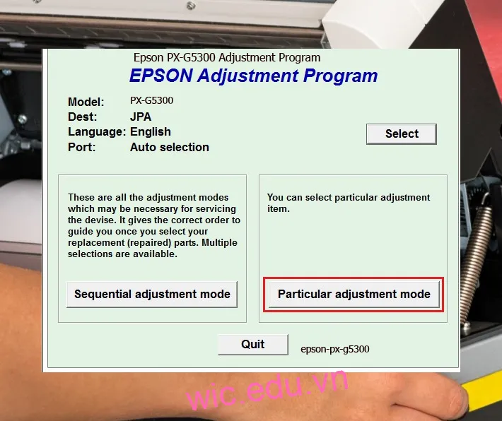 Hướng dẫn Reset Epson PX-G5300