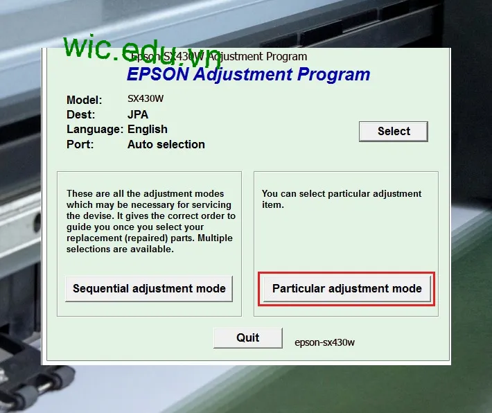 Hướng dẫn Reset Epson SX430W