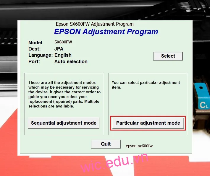 Hướng dẫn Reset Epson SX600FW