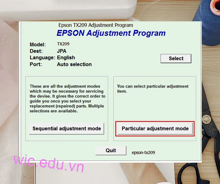 Hướng dẫn Reset Epson TX209