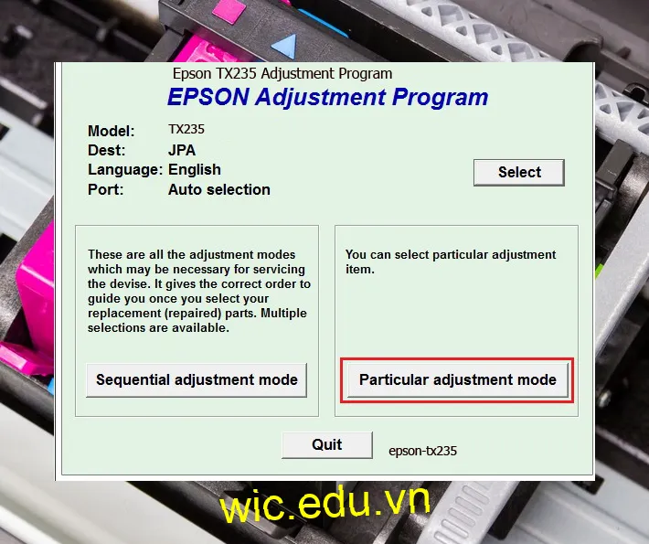 Hướng dẫn Reset Epson TX235