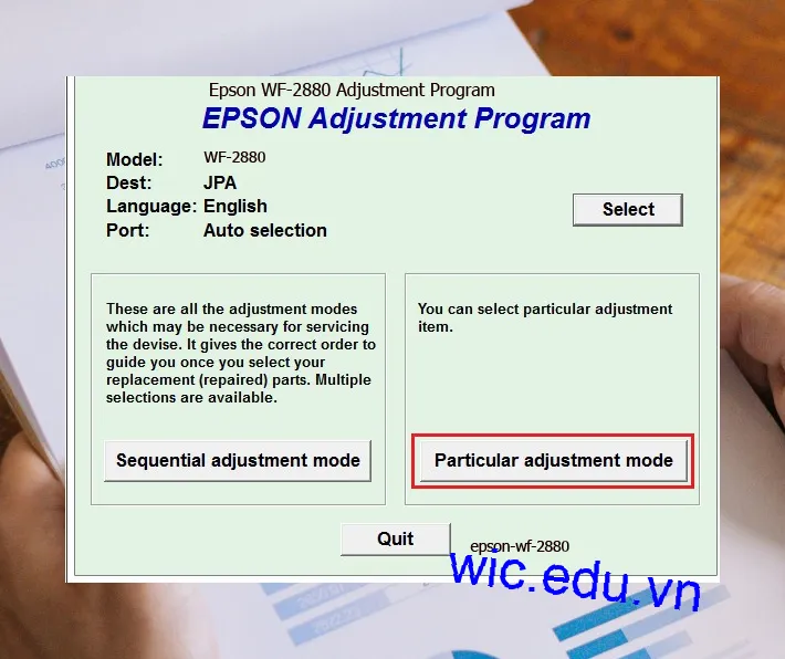 Hướng dẫn Reset Epson WF-2880