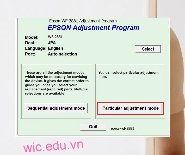 Hướng dẫn Reset Epson WF-2881