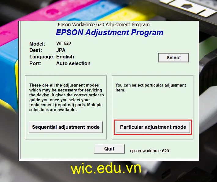 Hướng dẫn Reset Epson WorkForce 620