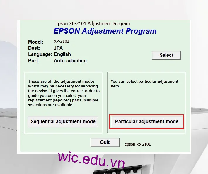 Hướng dẫn Reset Epson XP-2101