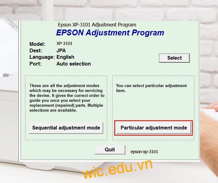 Hướng dẫn Reset Epson XP-3101