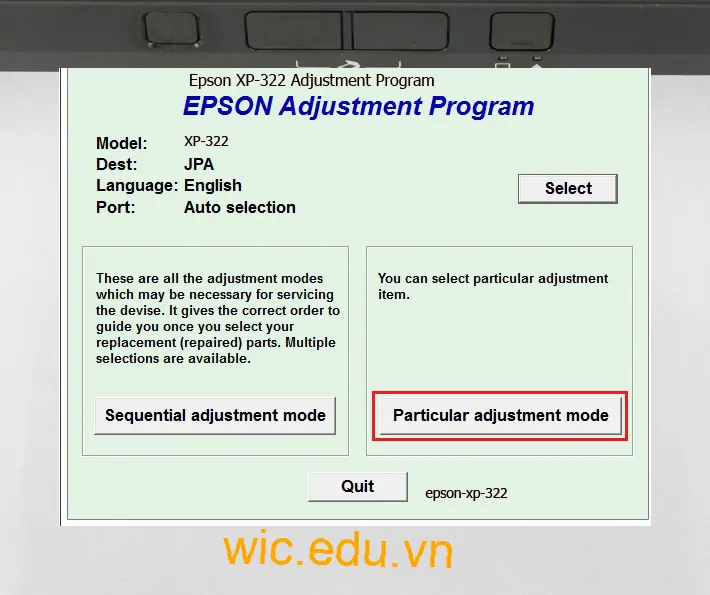 Hướng dẫn Reset Epson XP-322