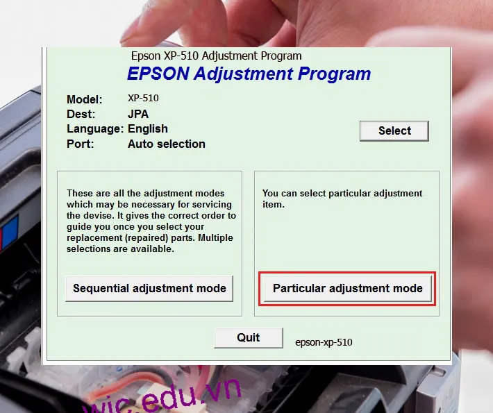 Hướng dẫn Reset Epson XP-510