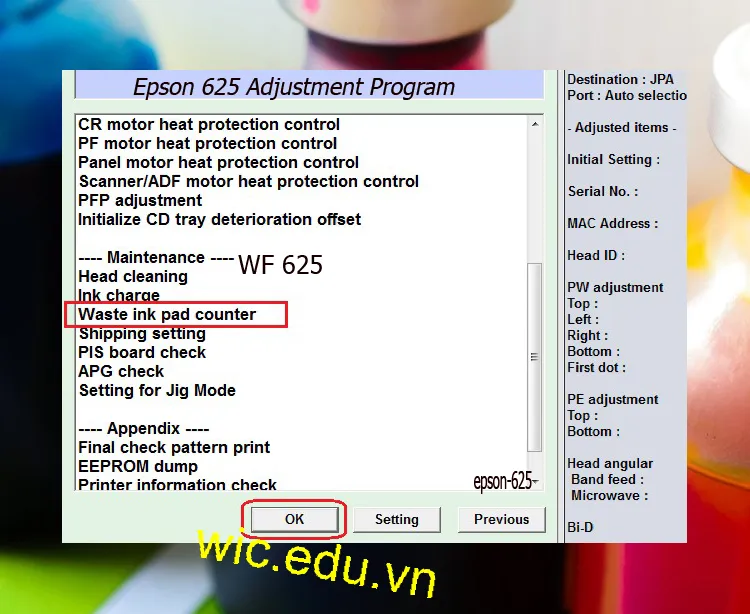 Download Phần mềm reset máy in Epson 625