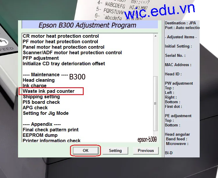 Download Phần mềm reset máy in Epson B300
