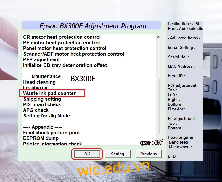 Download Phần mềm reset máy in Epson BX300F