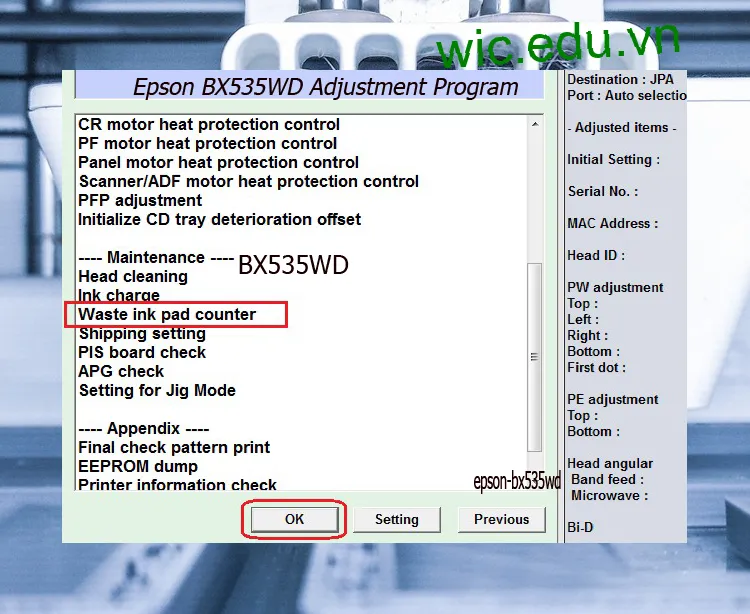 Download Phần mềm reset máy in Epson BX535WD