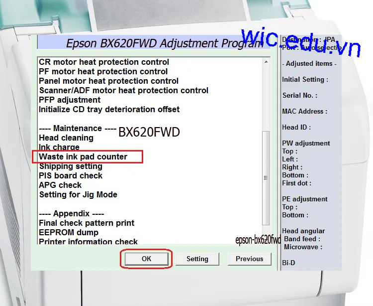 Download Phần mềm reset máy in Epson BX620FWD
