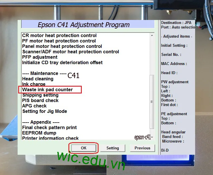 Download Phần mềm reset máy in Epson C41