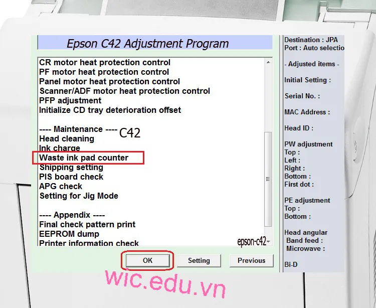 Download Phần mềm reset máy in Epson C42