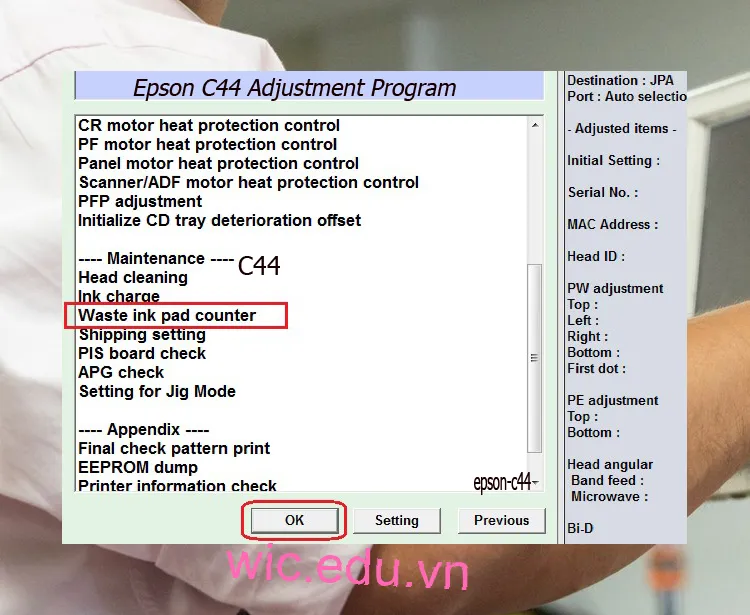 Download Phần mềm reset máy in Epson C44