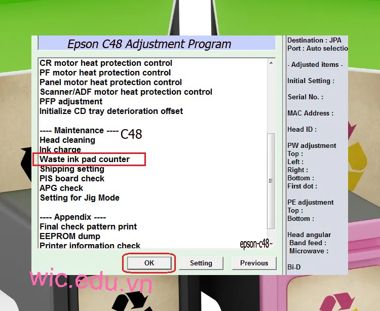 Download Phần mềm reset máy in Epson C48