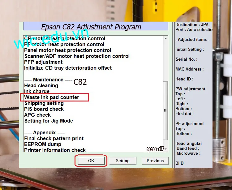 Download Phần mềm reset máy in Epson C82