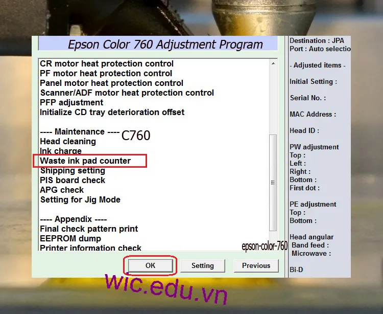 Download Phần mềm reset máy in Epson Color 760