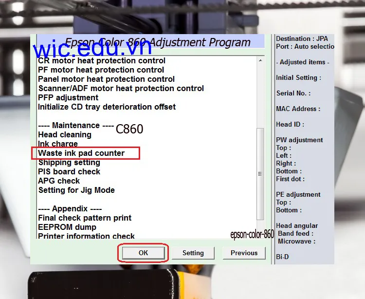 Download Phần mềm reset máy in Epson Color 860