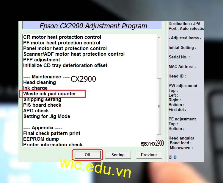 Download Phần mềm reset máy in Epson CX2900