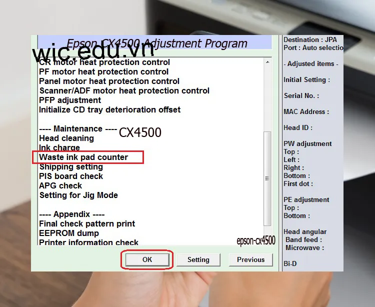 Download Phần mềm reset máy in Epson CX4500