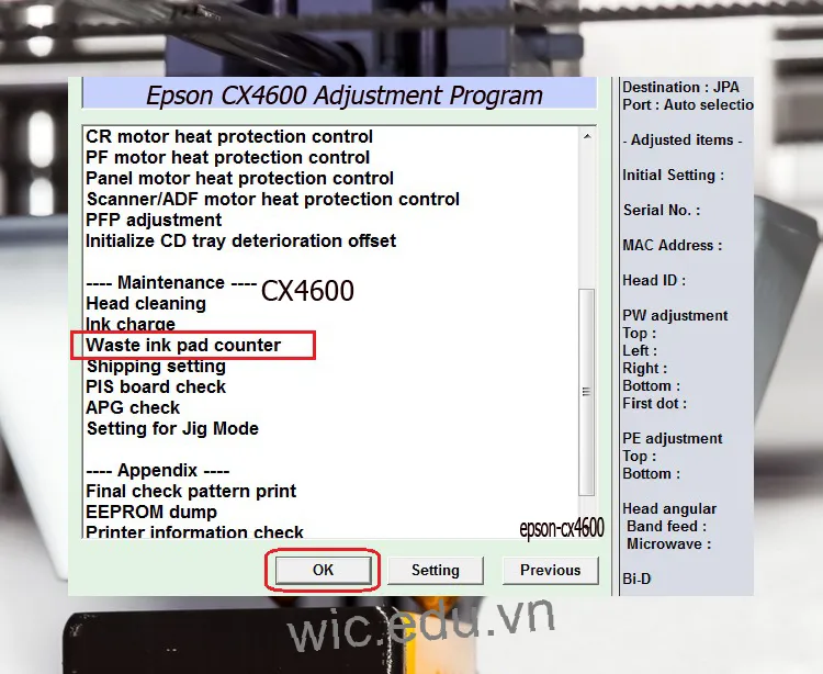 Download Phần mềm reset máy in Epson CX4600