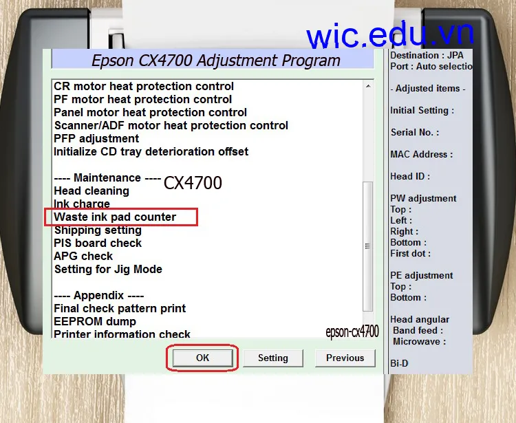 Download Phần mềm reset máy in Epson CX4700
