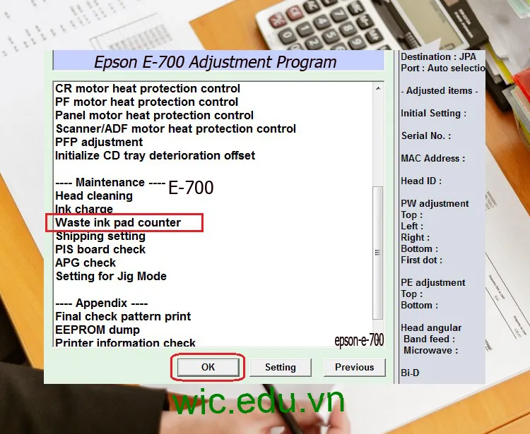 Download Phần mềm reset máy in Epson E-700