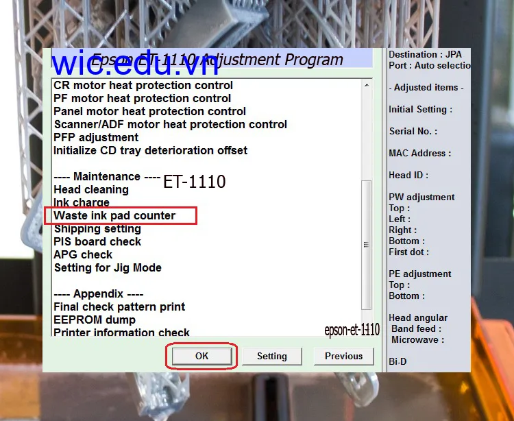 Download Phần mềm reset máy in Epson ET-1110